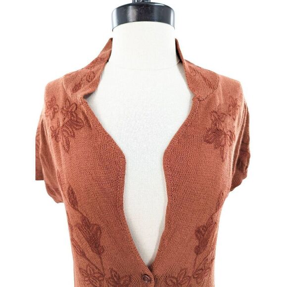 Monoreno Women Rust Brown Floral Embroidered Sweater Size Large - Picture 6 of 14